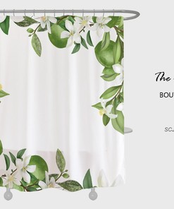 White Flowers Shower Curtain For Bathroom, Floral Plant Home Decor, Waterproof Washable Bath Curtain