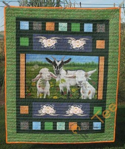 White Goat Family Quilt Blanket Bedding Set