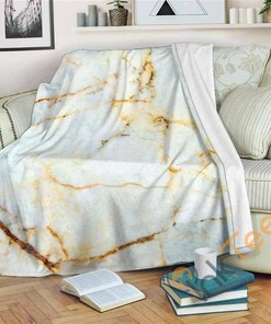 White Gold Marble Sherpa Fleece Blanket Gifts for Family, for Couple