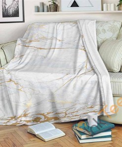White Gold Scratch Marble Sherpa Fleece Blanket Gifts for Family, for Couple