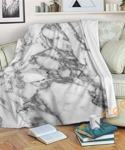 White Gray Marble Sherpa Fleece Blanket Gifts for Family, for Couple