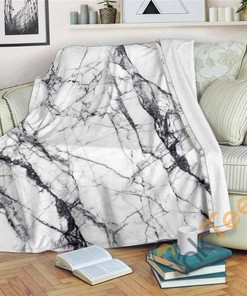 White Gray Scratch Marble Sherpa Fleece Blanket Gifts for Family, for Couple
