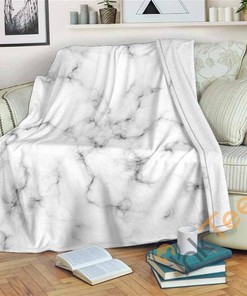 White Grey Smoke Marble Sherpa Fleece Blanket Gifts for Family, for Couple