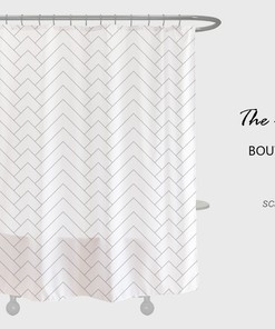 White Grey Stripe Simple Wavy Shower Curtain, Heavy Duty Polyester Fabric Shower Curtains, Waterproof Modern Home Bathroom Decor