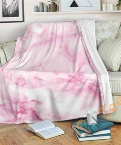 White Pink Marble Sherpa Fleece Blanket Gifts for Family, for Couple