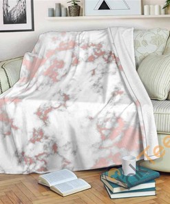 White Rose Gold Marble Sherpa Fleece Blanket Gifts for Family, for Couple