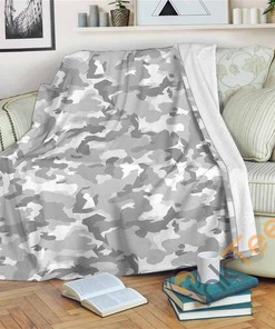 White Snow Camouflage Sherpa Fleece Blanket Gifts for Family, for Couple