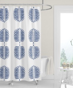 White Tropical Island Beach Blue Palm Fronds Shower Curtain For Bathroom