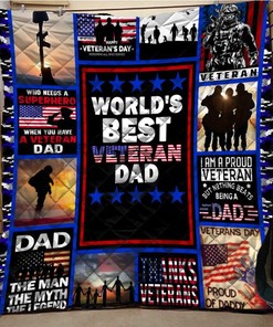 Who Needs A Superhero When You Have A Veteran Dad Fleece Blanket For Family Birthday Anniversary Army Military Veteran Bedding