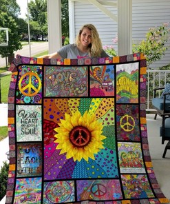 Wild Heart Gypsy Soul Hippie Sunflower Quilt Blanket Bedding Set