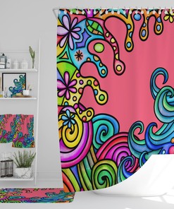 Wild Ocean Hippie Shower Curtain Optional Towels Available