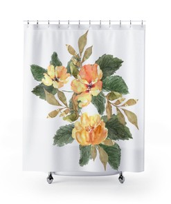 Wild Roses Bath Curtain, Roses Shower Curtain, Floral Bath Curtain, Watercolor, Bathroom Decoration, Home Decor, Dorm Curtain, Bath Flowers