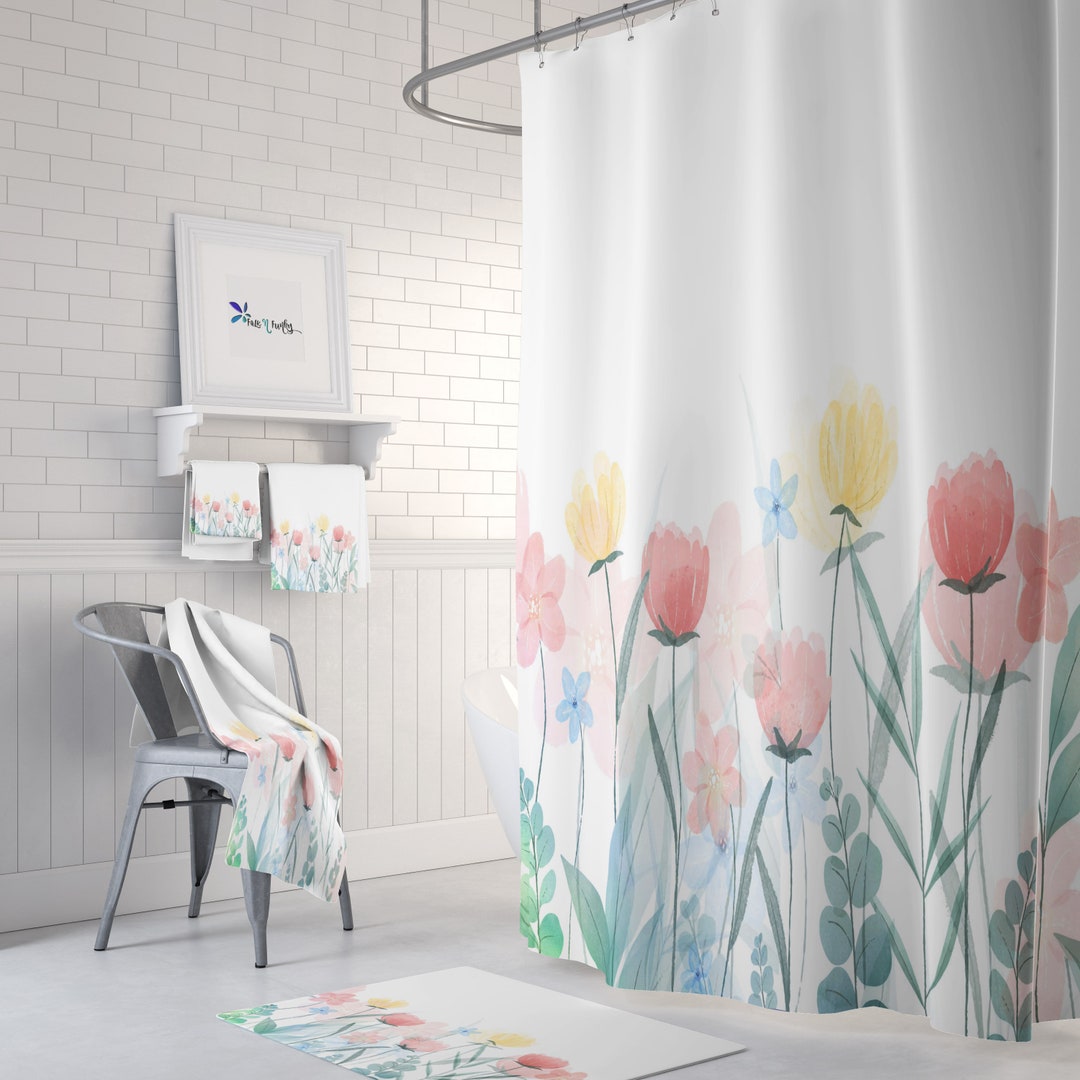 Wildflower Shower Curtain, Bath Mat, Towel Options