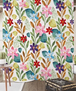 Wildflower Watercolor Shower Curtain