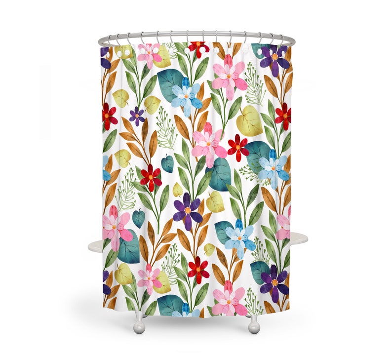 Wildflower Watercolor Shower Curtain Bluefink