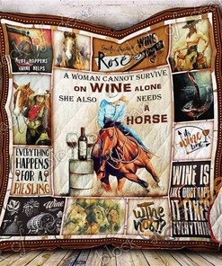Wine And Horse Quilt Blanket Bedding Set