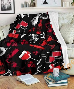 Wine Grunge Sherpa Fleece Blanket Gifts for Family, for Couple