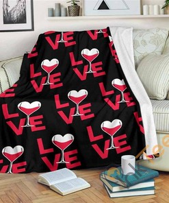Wine Love Sherpa Fleece Blanket Gifts for Family, for Couple