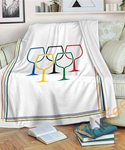 Wine Olympics Sherpa Fleece Blanket Gifts for Family, for Couple