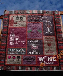Wine Queen Personalized Quilt Blanket Bedding Set for Wine Lovers