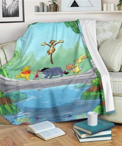 Winnie The Pooh Adventure Time Sherpa Fleece Blanket Gifts for Family, for Couple