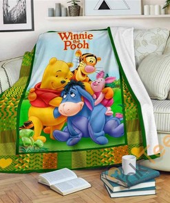 Winnie The Pooh Sherpa Fleece Blanket Gifts for Family, for Couple
