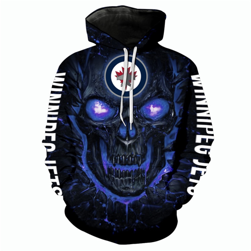 Winnipeg Jets Halloween Hoodie 3D Skulls Pullover Nhl