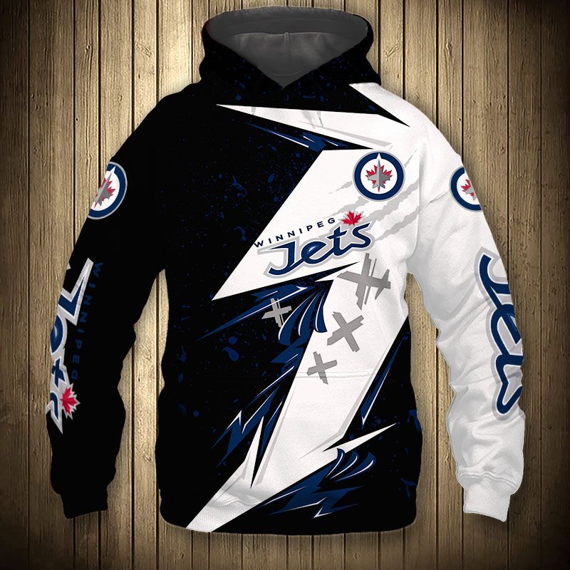 Winnipeg Jets Hoodie 3D Thunder Design Pullover Nhl