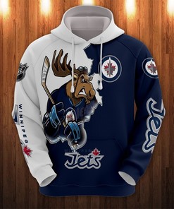 Winnipeg Jets Hoodie 3D Zip Hoodie 3D Cartoon Graphic Zip Hoodie for Fan