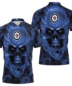 Winnipeg Jets Nhl Fans Skull 3D All Over Print Polo Shirt