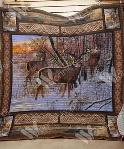Winter Hunting Deer Hunting Lo Quilt Blanket Bedding Set