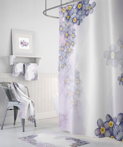 Wispy Purple Shower Curtain Or Floral Bath Set