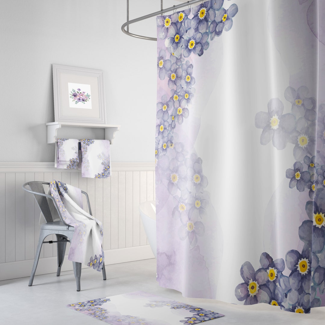Wispy Purple Shower Curtain Or Floral Bath Set
