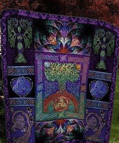 Witchcraft Tree Of Life Celtic Pattern Quilt Blanket Bedding Set