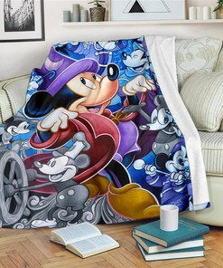 Wizard Mickey Funny Sherpa Fleece Blanket Gifts for Family, for Couple