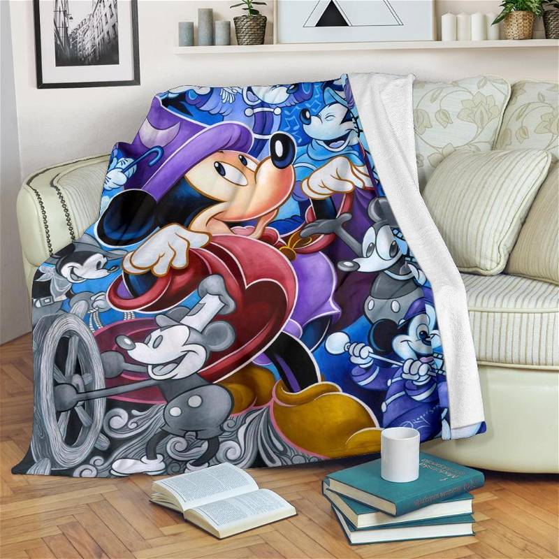 Wizard Mickey Funny Sherpa Fleece Blanket Gifts for Family, for Couple
