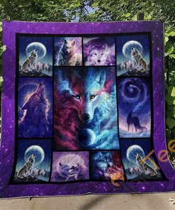 Wolf And The Moon Quilt Blanket Bedding Set