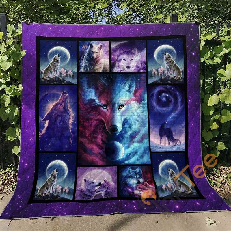 Wolf And The Moon Quilt Blanket Bedding Set