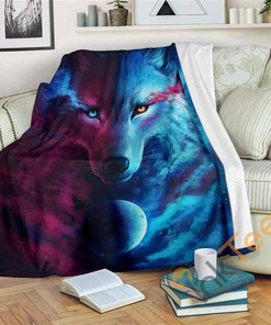 Wolf Galaxy Sherpa Fleece Blanket Gifts for Family, for Couple
