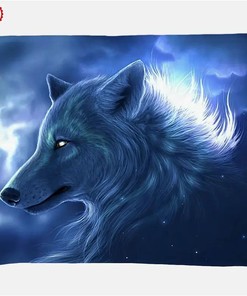 Wolf In The Night Throw Sherpa Fleece Blanket Gifts for Family, for Couple