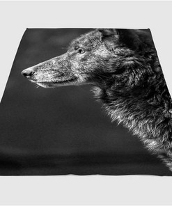 Wolf Monochrome Sherpa Fleece Blanket Gifts for Family, for Couple