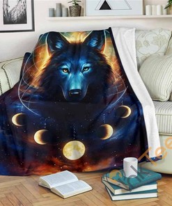 Wolf Sherpa Fleece Blanket Gifts for Family, for Couple