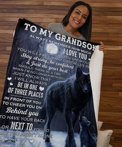 Wolf To My Grandson Remember How Much I Love You Fleece Blanket Quilt Blanket Bedding Set For Grandson