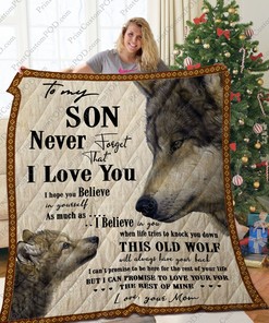 Wolf To My Son From Mom I Love You Personalized Quilt Blanket Bedding Set