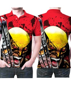 Wolverine With Claws Versus Hulk Superhero 3D All Over Print Polo Shirt