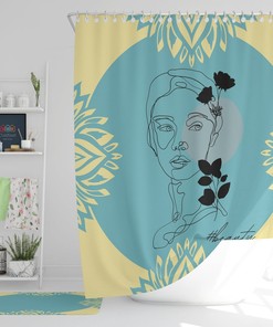 Woman Beauty Shower Curtain, Boho Modern Art Line Drawing Shower Curtain, Home Bathroom Set Decor
