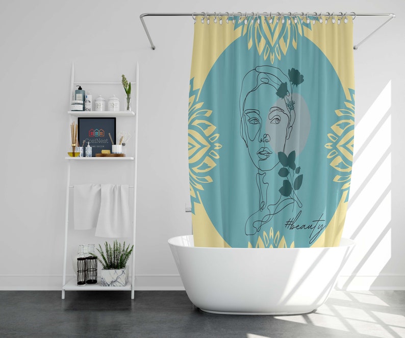 Woman Beauty Shower Curtain, Boho Modern Art Line Drawing Shower Curtain, Home Bathroom Set Decor - Image 3