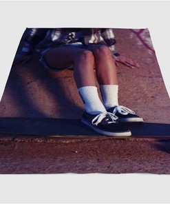 Woman Skateboarding Sherpa Fleece Blanket Gifts for Family, for Couple