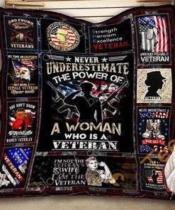 Woman Veteran Quilt Blanket Bedding Set