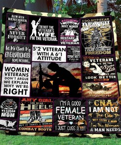 Women Veterans Quilt Blanket Bedding Set With Pilliwcase Option